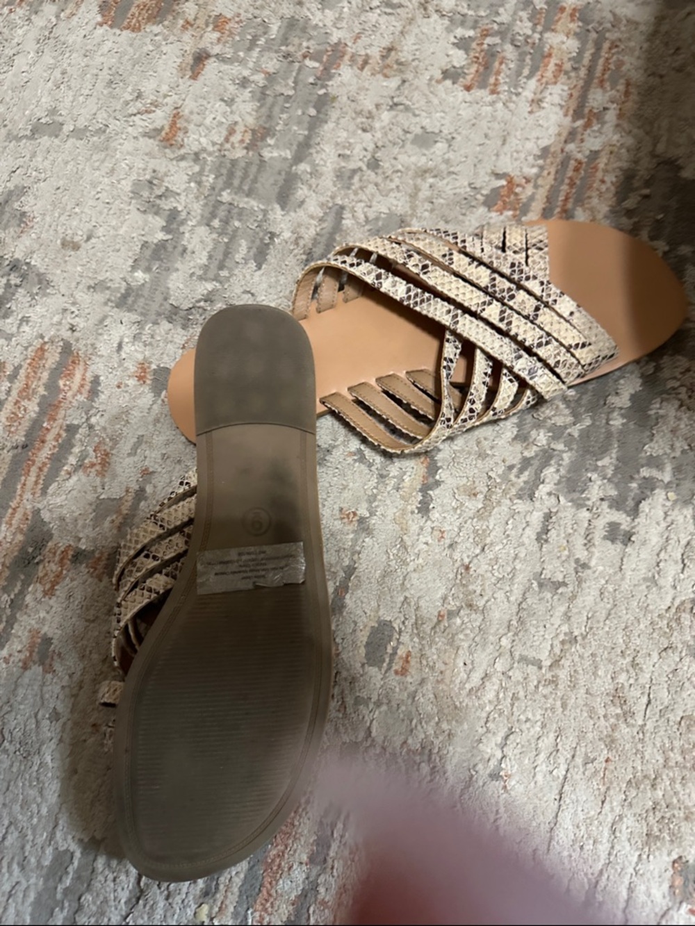 a new day Beige Snake-Print Crisscross Slide Sandals  size 9